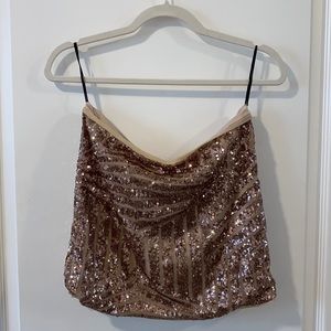 Blush sequined mini skirt